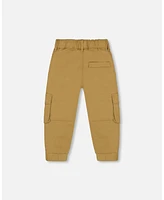 Deux par Deux Baby Boys Baby Stretch Twill Cargo Jogger Pants Dark Beige