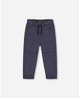 Deux par Big Boys Stretch Twill Pleated Knee Jogger Pants Dark Grey