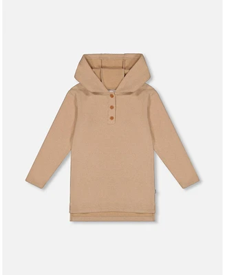 Deux par Toddler Girls Hooded Rib Tunic Beige - Toddler|Child