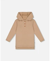 Deux par Toddler Girls Hooded Rib Tunic Beige - Toddler|Child