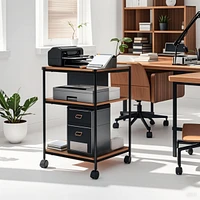 Sugift Large Printer Stand, 23.6" W x 18.9" D x 31.5" H Large Printer Table with Adjustable Storage Shelf, 3 Tier Rolling Printer Cart