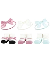 Hudson Baby Infant Girl 12Pc Headband and Socks Giftset, Blush Mint, One Size