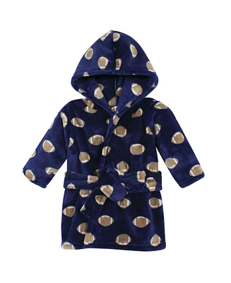 Hudson Baby Baby Boys Plush Animal Face Bathrobe, Football, 0-9 Months