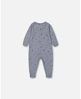 Deux par Baby Boys Organic Cotton One Piece Pajama Air Blue Printed Trees