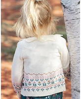 Deux par Baby Girls Jacquard Knit Cardigan Off White With Flowers