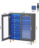 Tribesigns Shoe Cabinet with Acrylic Doors and Led Light