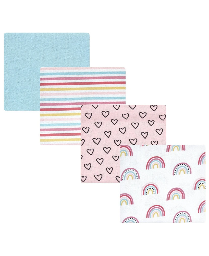 Hudson Baby Infant Girl Cotton Flannel Receiving Blankets, Modern Rainbow, One Size