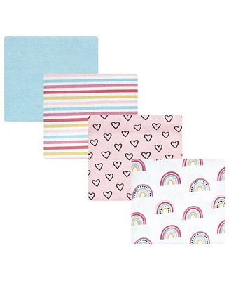 Hudson Baby Infant Girl Cotton Flannel Receiving Blankets, Modern Rainbow, One Size