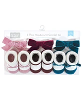 Hudson Baby Baby Girls Headband and Socks Giftset, Burgundy Teal