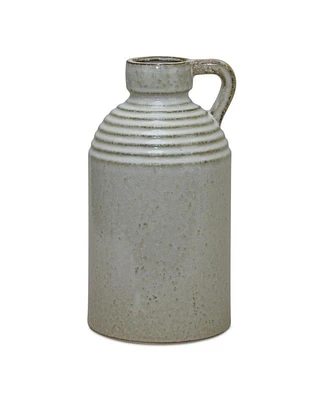 Slickblue Rustic Ceramic Jug Vase With Washed Cream Finish 11.75"h