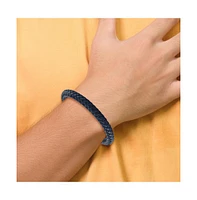 Chisel S tainless Steel Brushed Blue Braided Leather Bracelet