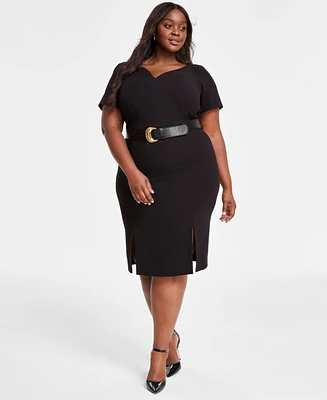 Donna Karan New York Plus Belted Short-Sleeve Dress