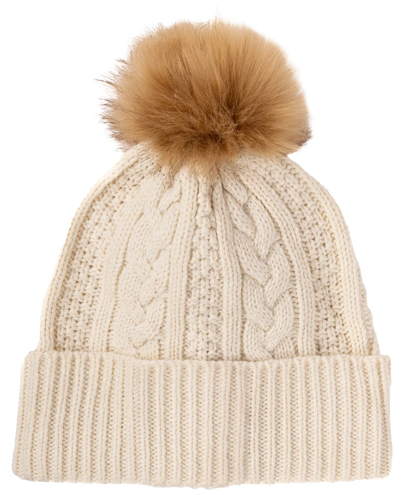 Lauren Ralph Cable Hat with Direct Embroidery and Stones