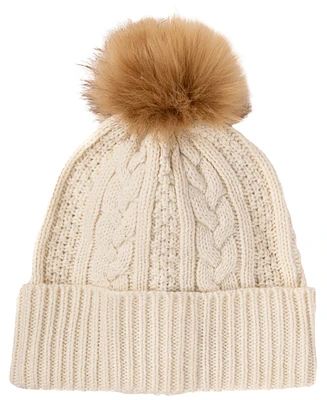 Lauren Ralph Cable Hat with Direct Embroidery and Stones