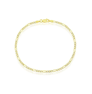 Simona Sterling Silver 2.5mm Pave Figaro Anklet - Gold Plated