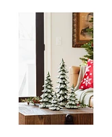 Slickblue Flocked Pine Tree Decor (Set of 4)