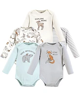 Touched by Nature Baby Boys Organic Cotton Long-Sleeve Bodysuits, Dreamy Woodland