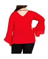 City Chic Women's Bell Sleeve Top