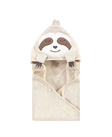 Hudson Baby Infant Boy Cotton Animal Face Hooded Towel, Sloth, One Size