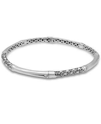 Devata Bali Bamboo Bangle Bracelet in Sterling Silver