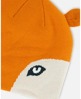 Deux par Boy Knit Hat Orange Fox Face - Toddler|Child