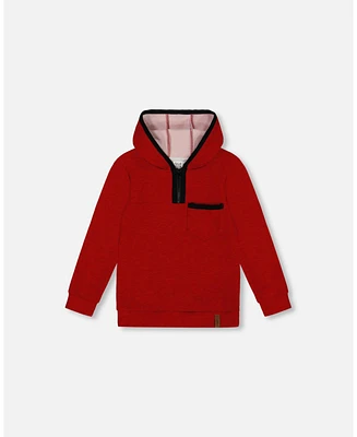 Deux par Big Boys Hooded T-Shirt With Zip Red Mix