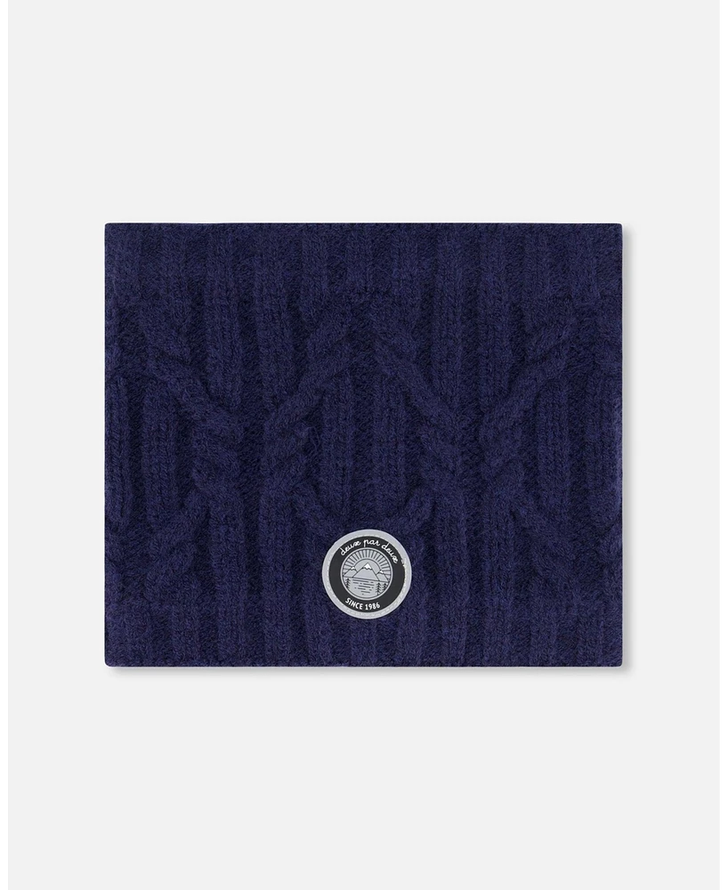 Deux par Kids Unisex Knit Neckwarmer Navy - Toddler|Child