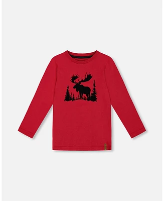 Deux par Big Boys T-Shirt Red With Moose Print