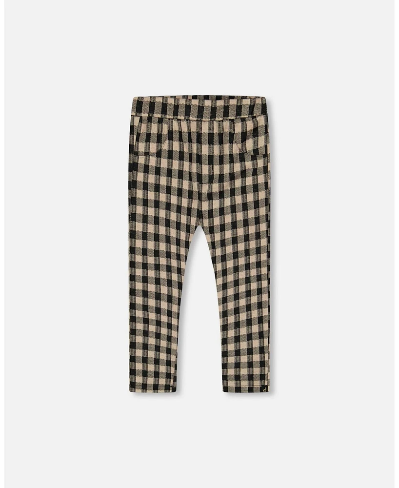 Deux par Big Girls Treggings Plaid Black And Beige