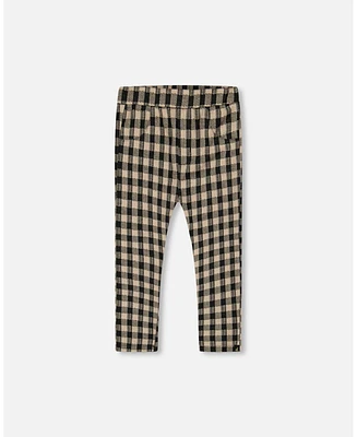 Deux par Big Girls Treggings Plaid Black And Beige