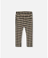 Deux par Big Girls Treggings Plaid Black And Beige