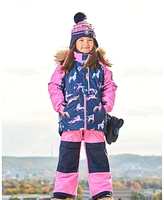 Deux par Big Girls Two Piece Snowsuit Mauve Printed Unicorns