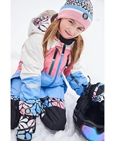 Deux par Toddler Girls Two Piece Technical Snowsuit Colorblock Printed Retro Flowers