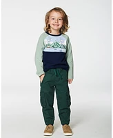 Deux par Big Boys Raglan T-Shirt With Print Sage And Navy