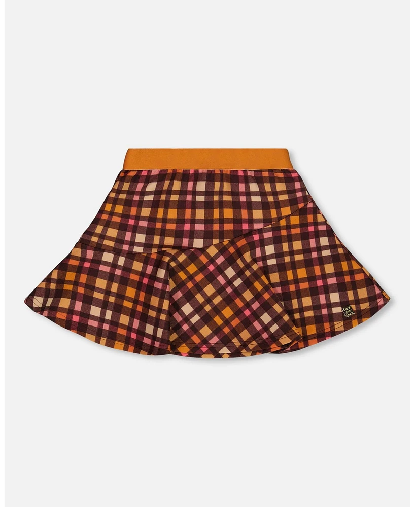 Deux par Big Girls Milano Skirt Plaid Magenta And Brown