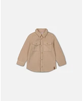 Deux par Big Boys Sherpa Overshirt With Pocket Beige