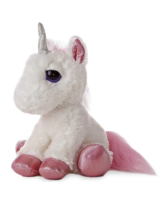 Aurora Medium Heavenly White Unicorn Dreamy Eyes Enchanting Plush Toy White 10"