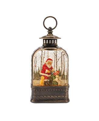 Slickblue Led Snow Globe Lantern With Santa And Dog 11.25"h