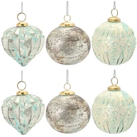 Slickblue Distressed Mercury Glass Ornmanet (Set of 6)