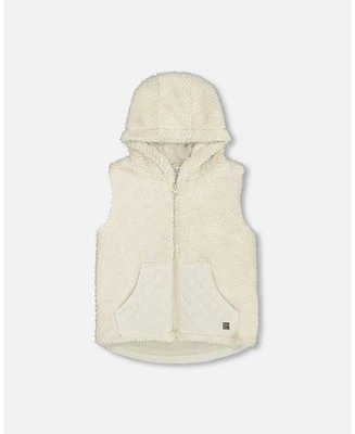 Deux par Big Girls Hooded Vest With Pocket Beige