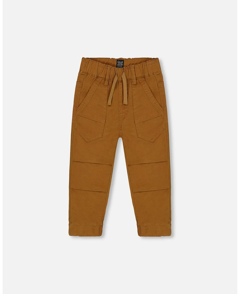 Deux par Baby Boys Stretch Twill Pleated Knee Jogger Pants Caramel Brown