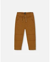 Deux par Baby Boys Stretch Twill Pleated Knee Jogger Pants Caramel Brown