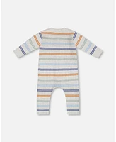 Deux par Baby Boy Knitted Jumpsuit Stripe Hazel And Blue - Infant