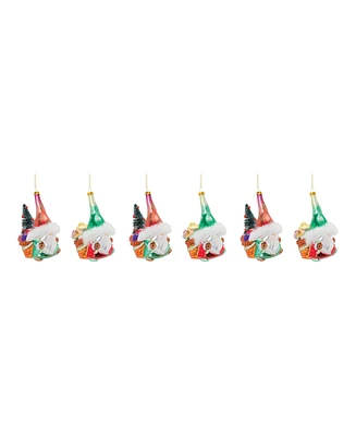 Slickblue Glass Santa Gnome Ornament (Set of 6)