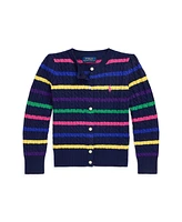 Polo Ralph Lauren Big Girls Striped Mini-Cable Cotton Cardigan