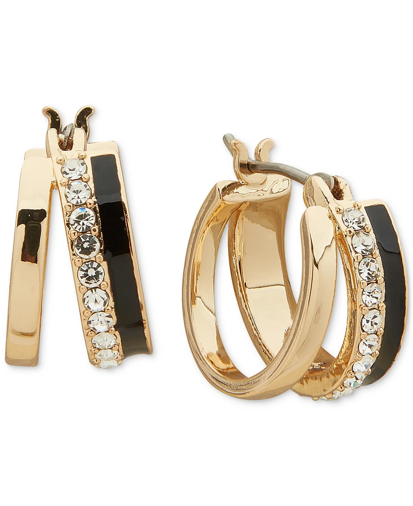 Karl Lagerfeld Paris Gold-Tone Extra-Small Pave & Jet Split-Hoop Earrings, 0.42"