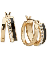 Karl Lagerfeld Paris Gold-Tone Extra-Small Pave & Jet Split-Hoop Earrings, 0.42"