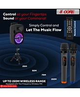 5 Core 10 Inch Tws Pair Bluetooth Party Speakers 400 Watt Portable Karaoke Pa System Rechargeable Loud Speaker + Tripod Stand 2X Wireless Mics Led Lig