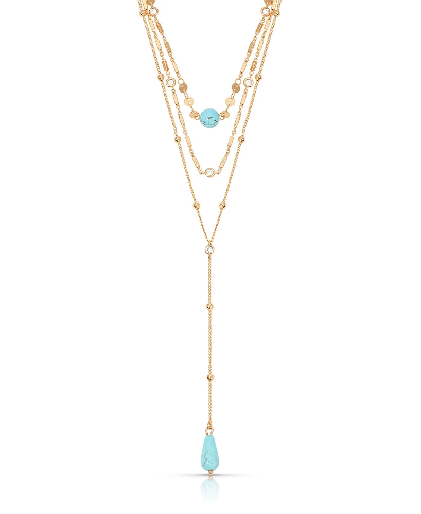 Ettika Turquoise 18k Gold Plated Multi-Chain Choker