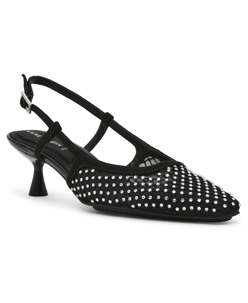 Anne Klein Women's Thia Rhinestone Mesh Slingback Pumps